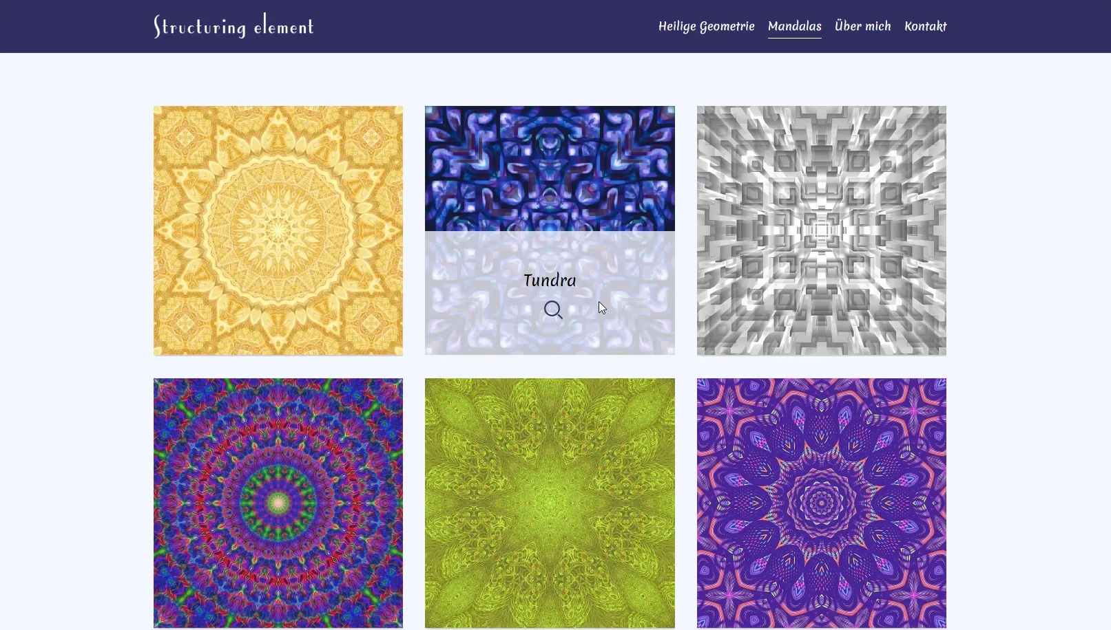 Screenshot der Website Structuring element