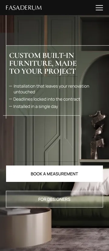 Screenshot der Website Fasaderum mobile Version