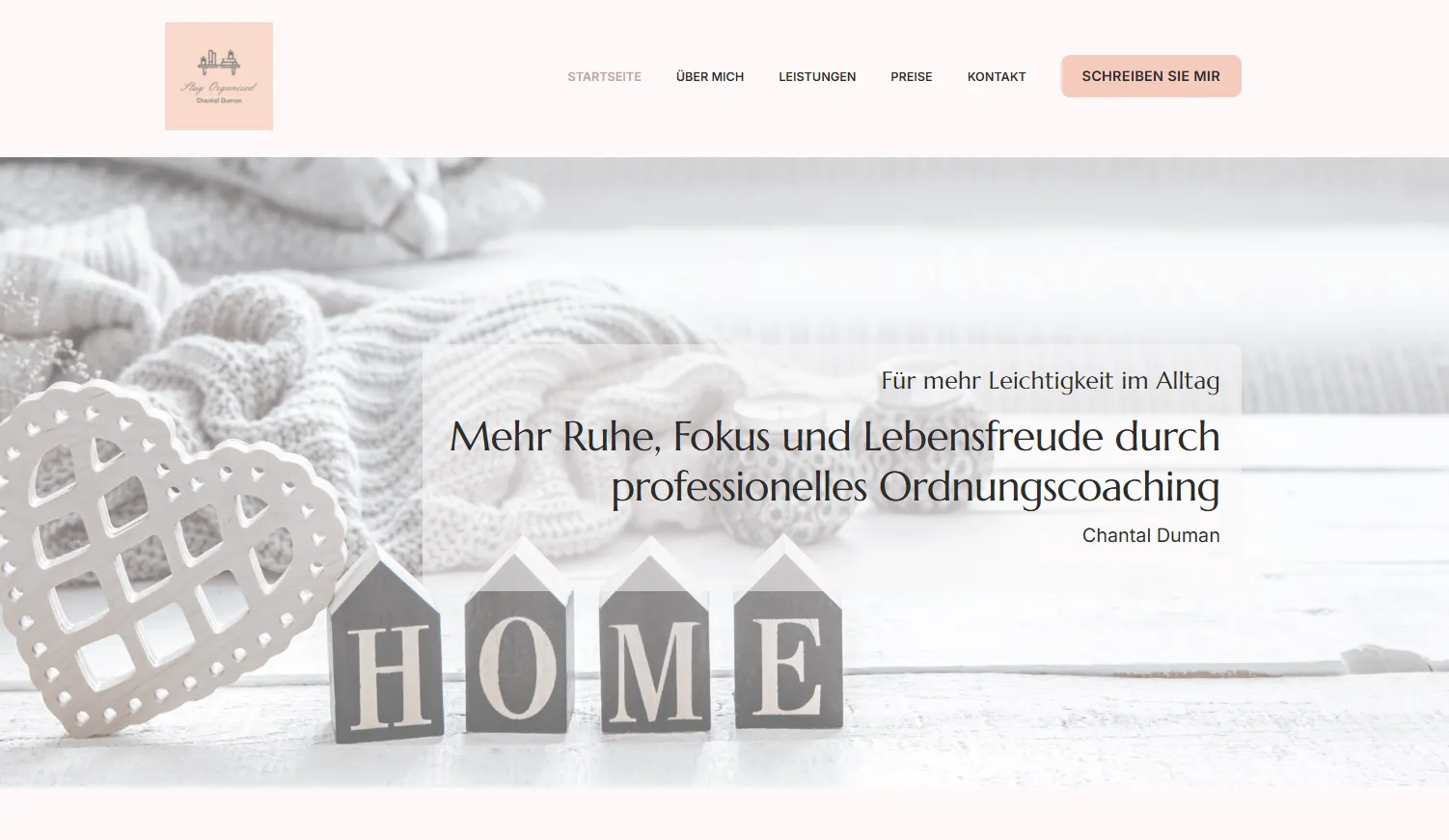 Screenshot der Website Stay Organized