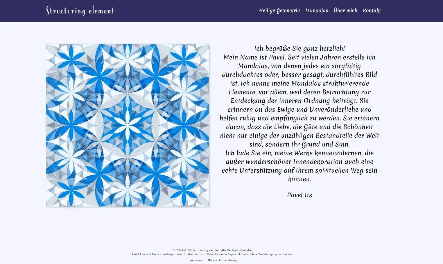 Screenshot der Website Structuring Element